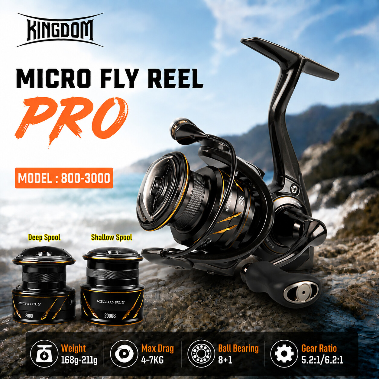 Abu Garcia Reel Revo - 킹덤 마이크로 플라이 프로 낚시 스피닝
