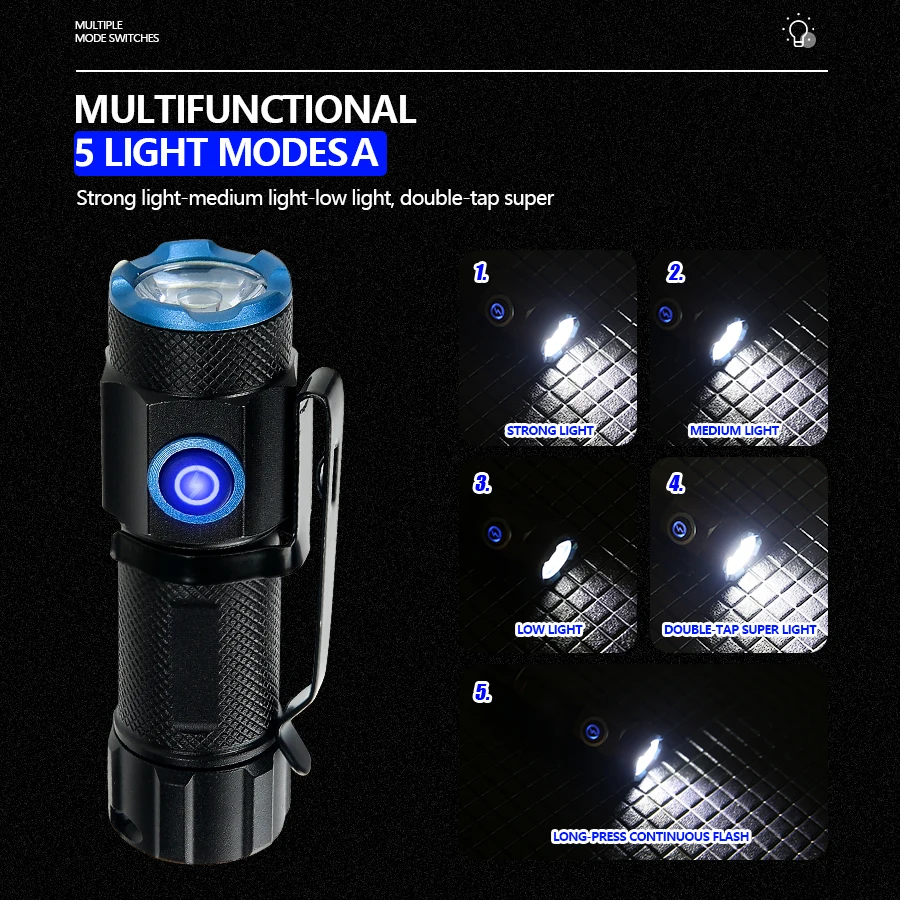 20W 슈퍼 브라이트 P50 LED 손전등 미니 충전식 - Fish Finder Battery 리뷰 및 가격